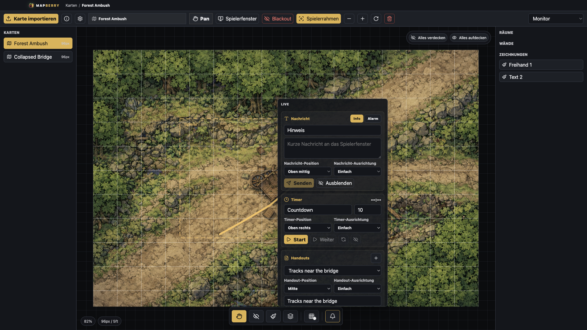 MapBerry player frame with size and rotation controls